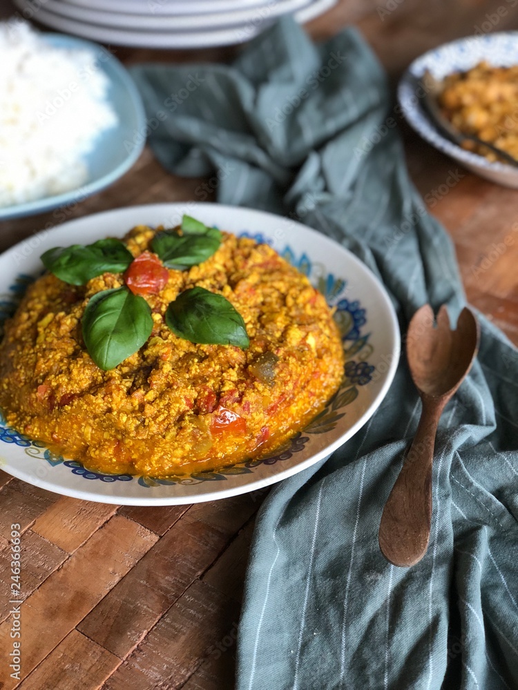 Mirza Ghasemi Iranian vegan dish Mirza Ghasemi Iranian vegan dish