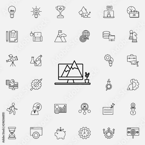 landscape on the monitor icon. Startup icons universal set for web and mobile