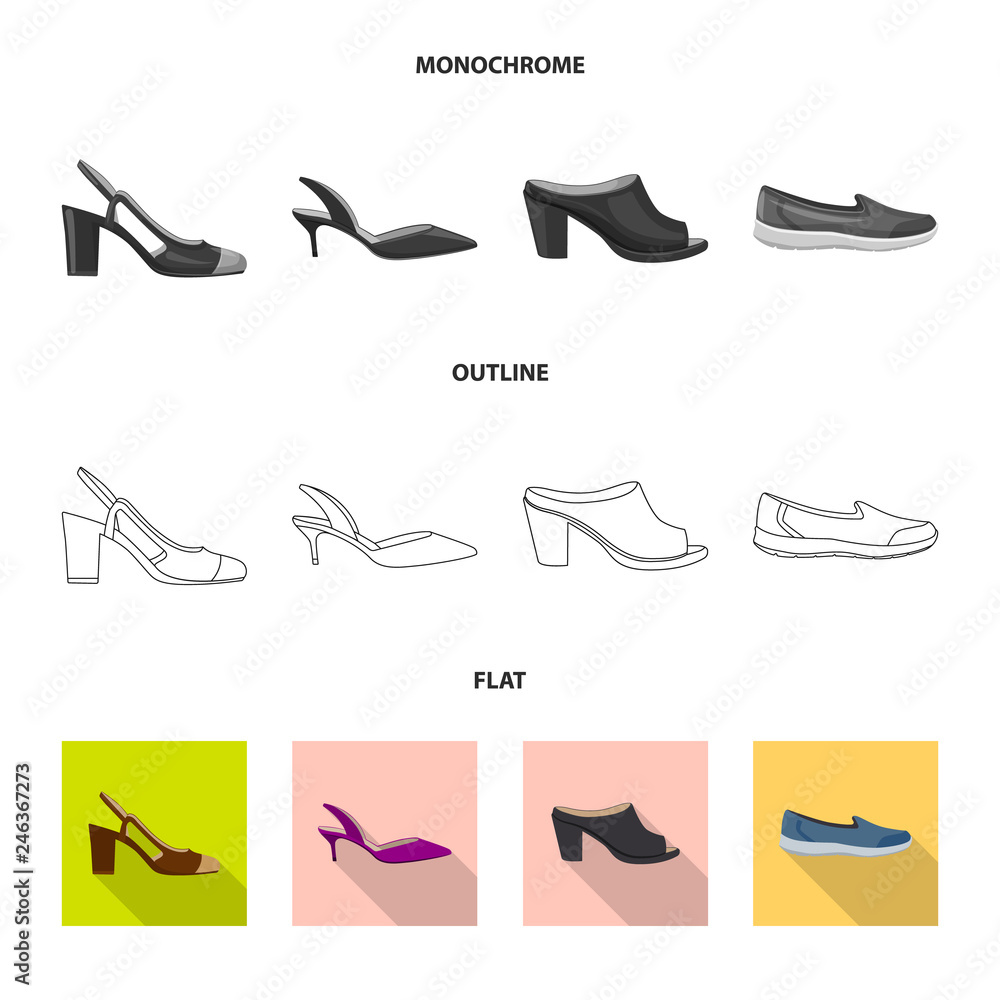 Obraz premium Vector design of footwear and woman icon. Collection of footwear and foot vector icon for stock.