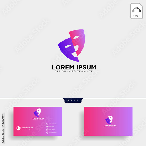 theater mask actor logo template vector icon element