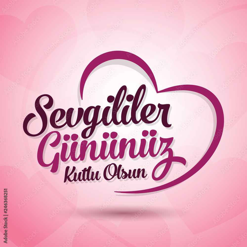 14 February Valentine's Day Celebration (Turkish - 14 Subat Sevgililer Gununuz Kutlu Olsun) wishes, billboard, social media card design.