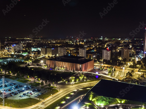 Obraz na płótnie Katowice nocna panorama miasta w salonie