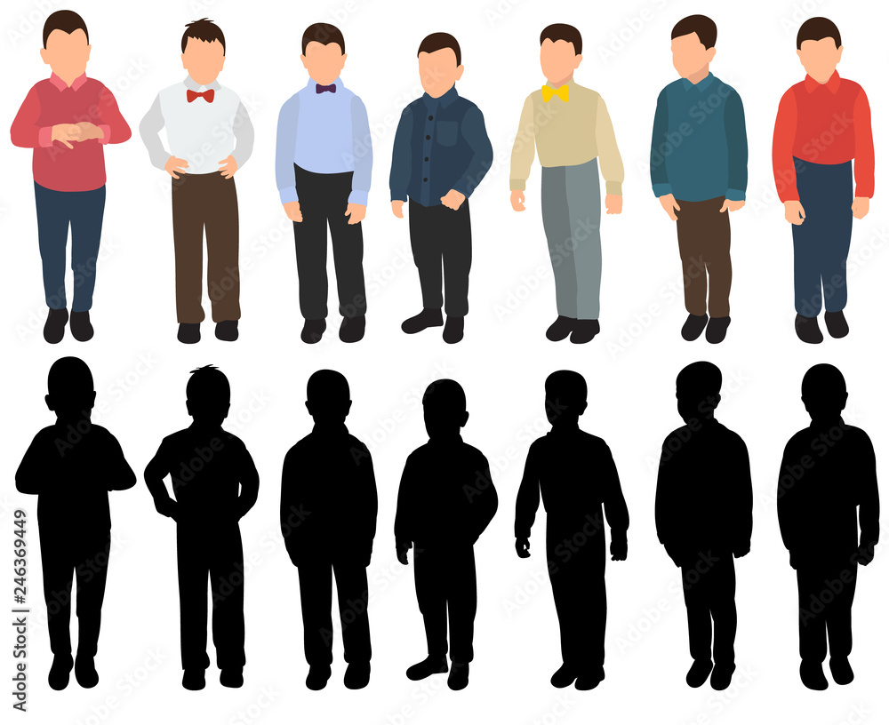 Fototapeta premium boys silhouettes set
