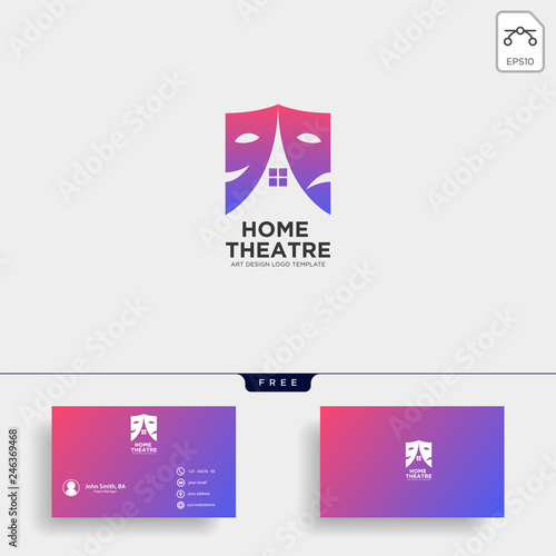 home theater mask actor logo template vector icon element