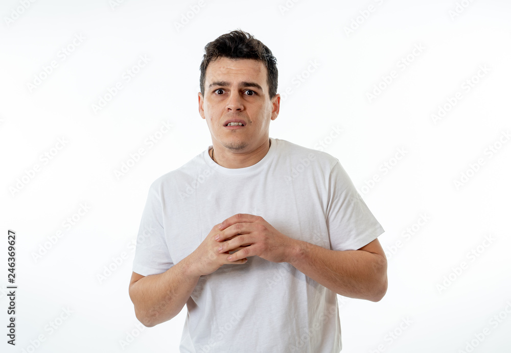 Shocked scared face expression of adult man Vector Image