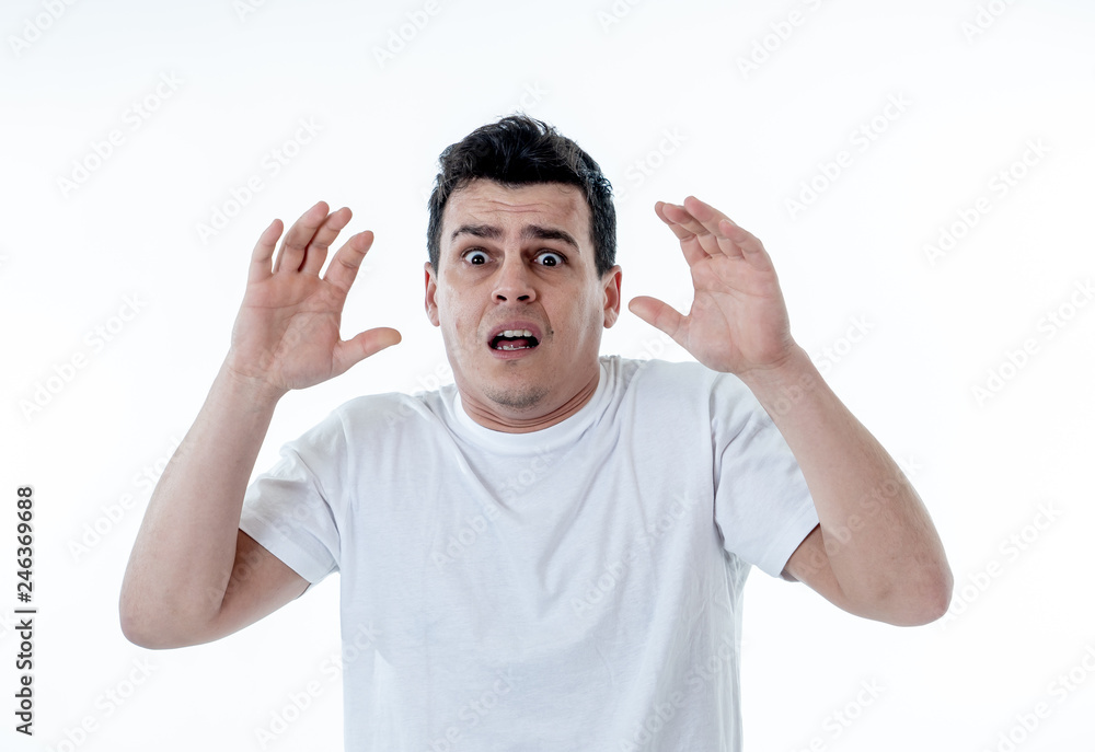 Shocked scared face expression of adult man Vector Image