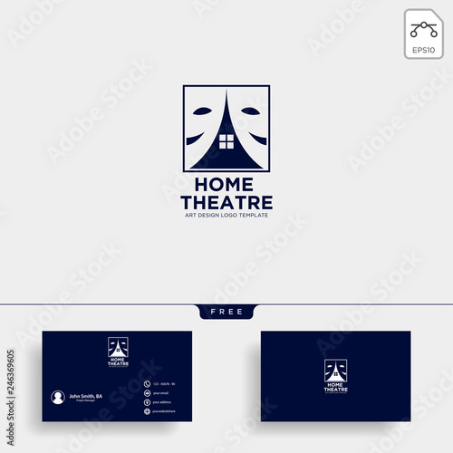 home theater mask actor logo template vector icon element