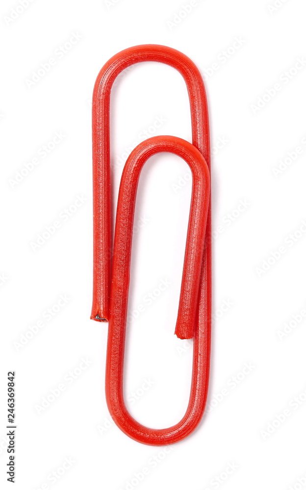 Paperclip isolated on white background, top view Paperclip isolated on white background, top view