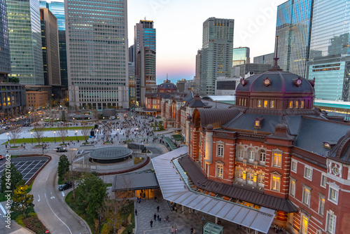 View of Tokyo station building at twilight time