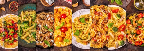 Obraz  z motywem Collage of various pasta dishes.