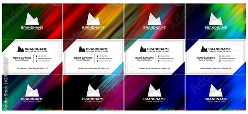 Vector modern creative and clean business card template, polygon background, flyer design, name card template. Corporate identity with abstract illustration. Vector company style for brandbook