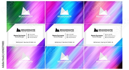 Vector modern creative and clean business card template, polygon background, flyer design, name card template. Corporate identity with abstract illustration. Vector company style for brandbook