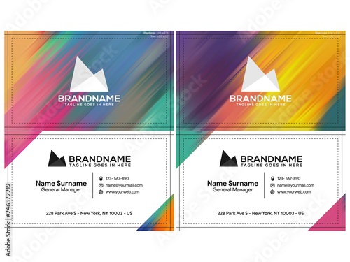 Vector modern creative and clean business card template, polygon background, flyer design, name card template. Corporate identity with abstract illustration. Vector company style for brandbook