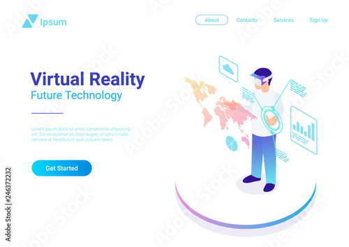 Isometric flat VR helmet Virtual Reality glasses vector
