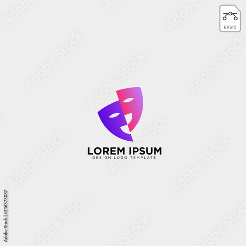 theater mask actor logo template vector icon element