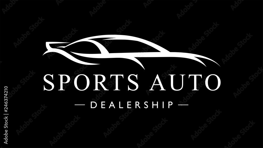 Custom auto sports car dealership logo. Motor vehicle silhouette super