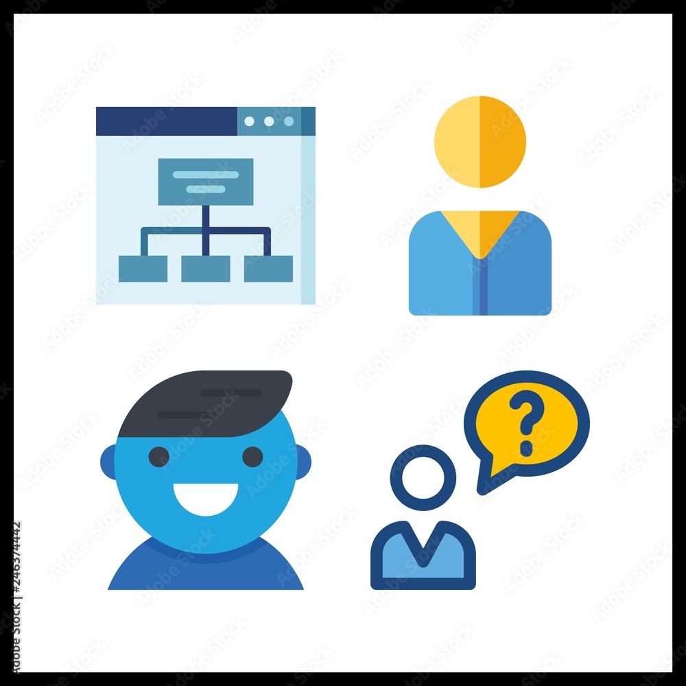 4 usability icon. Vector illustration usability set. user and sitemap icons for usability works 4 usability icon. Vector illustration usability set. user and sitemap icons for usability works