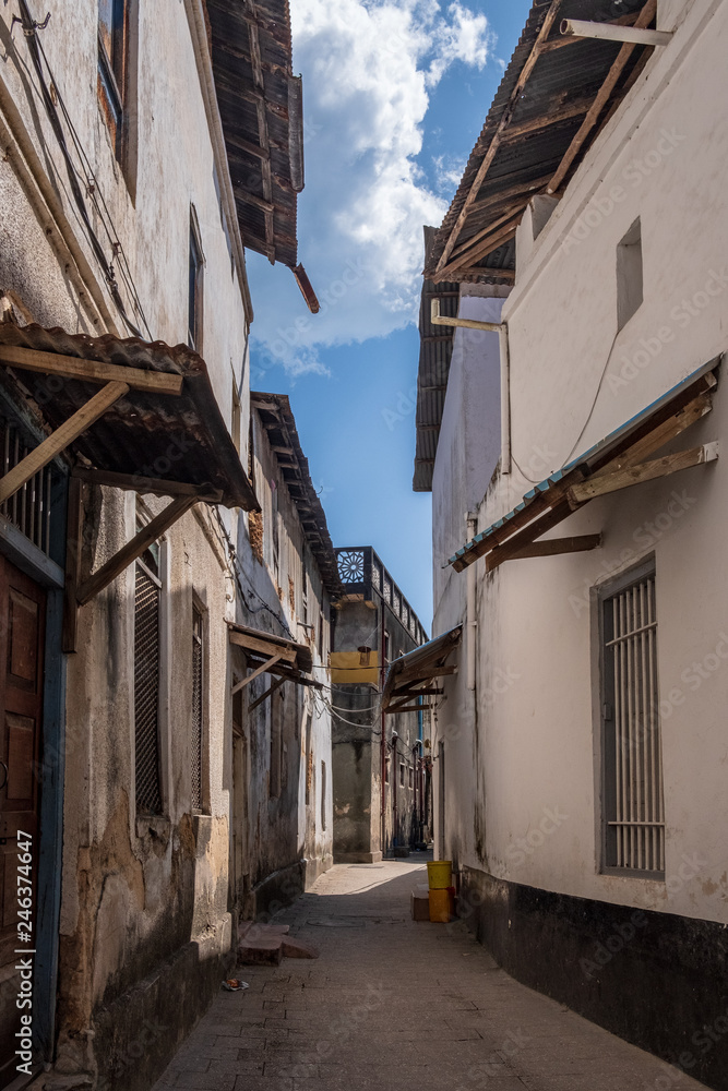 narrow street in old town Zanzibar