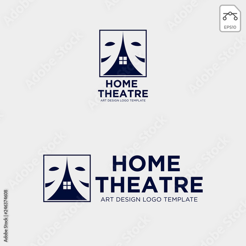 home theater mask actor logo template vector icon element