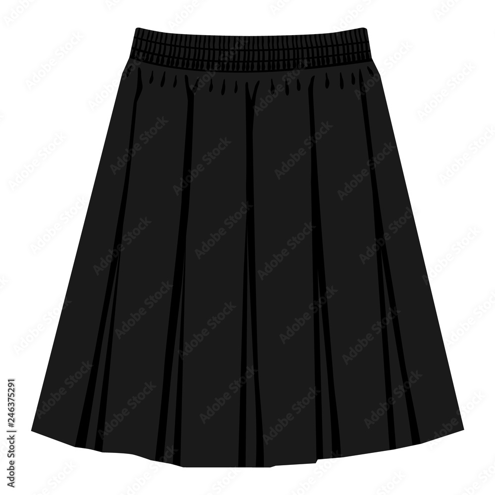 Vector black skirt template, design fashion woman illustration. Women box pleated skirt Vector black skirt template, design fashion woman illustration. Women box pleated skirt