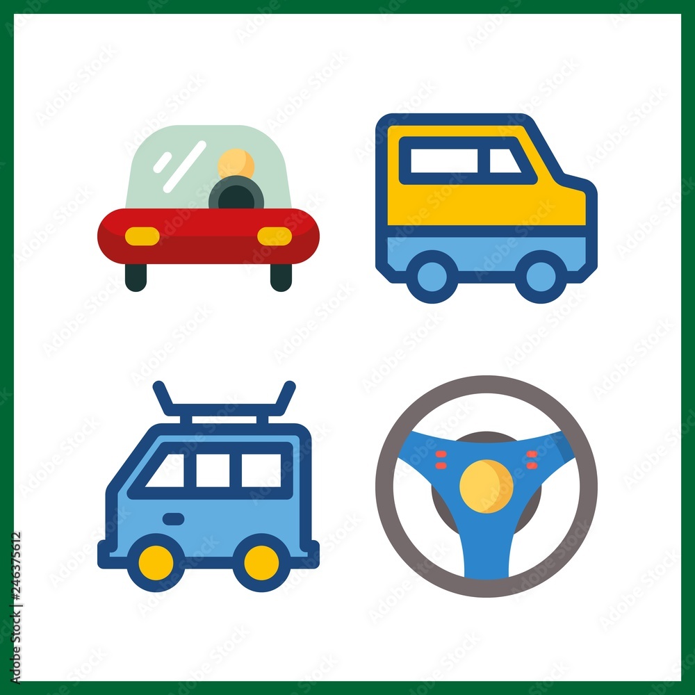 4 truck icon. Vector illustration truck set. transportation and van icons for truck works 4 truck icon. Vector illustration truck set. transportation and van icons for truck works