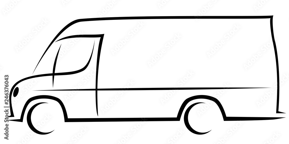 Dynamic vector illustration of a delivery van with a body typical for American postal companies