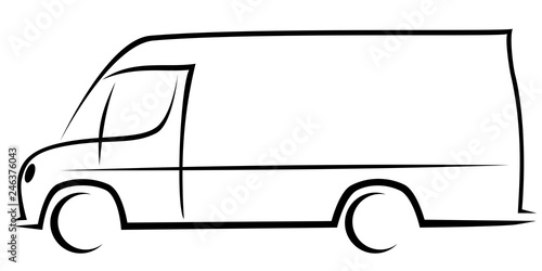 Dynamic vector illustration of a delivery van with a body typical for American postal companies