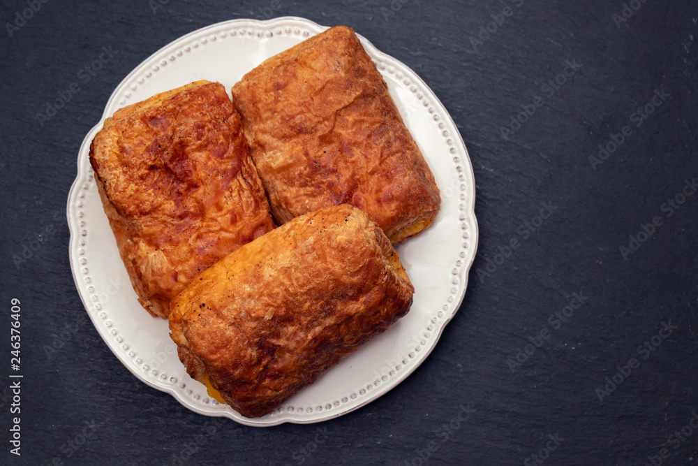 Puff pastry filled with egg cream Puff pastry filled with egg cream
