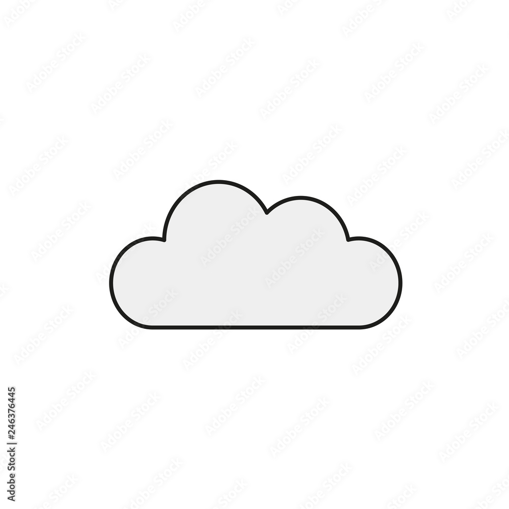 Flat design style vector of cloud symbol icon on white. Colored, black outlines. Flat design style vector of cloud symbol icon on white. Colored, black outlines.