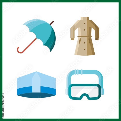 4 protective icon. Vector illustration protective set. coat and doctor hat icons for protective works