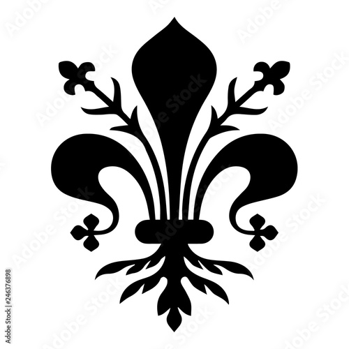 Flag of Florence. Coat of arms of Florence - Tuscany. The fleur de lis of Florence, symbol of Florence, Italy,heraldic, seal vector