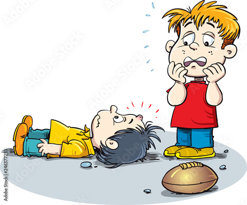 Illustration of a Kid with a Bump on His Head