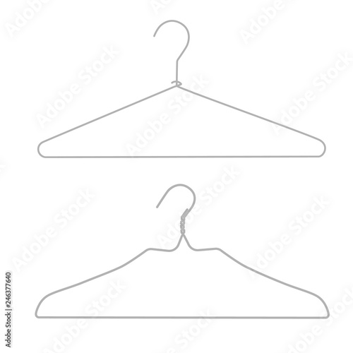 Metal wire hanger, clothes hangers on a white background