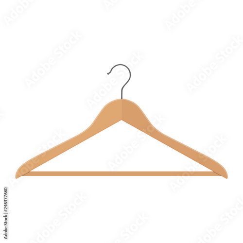 Wooden coat hanger, clothes hanger on a white background