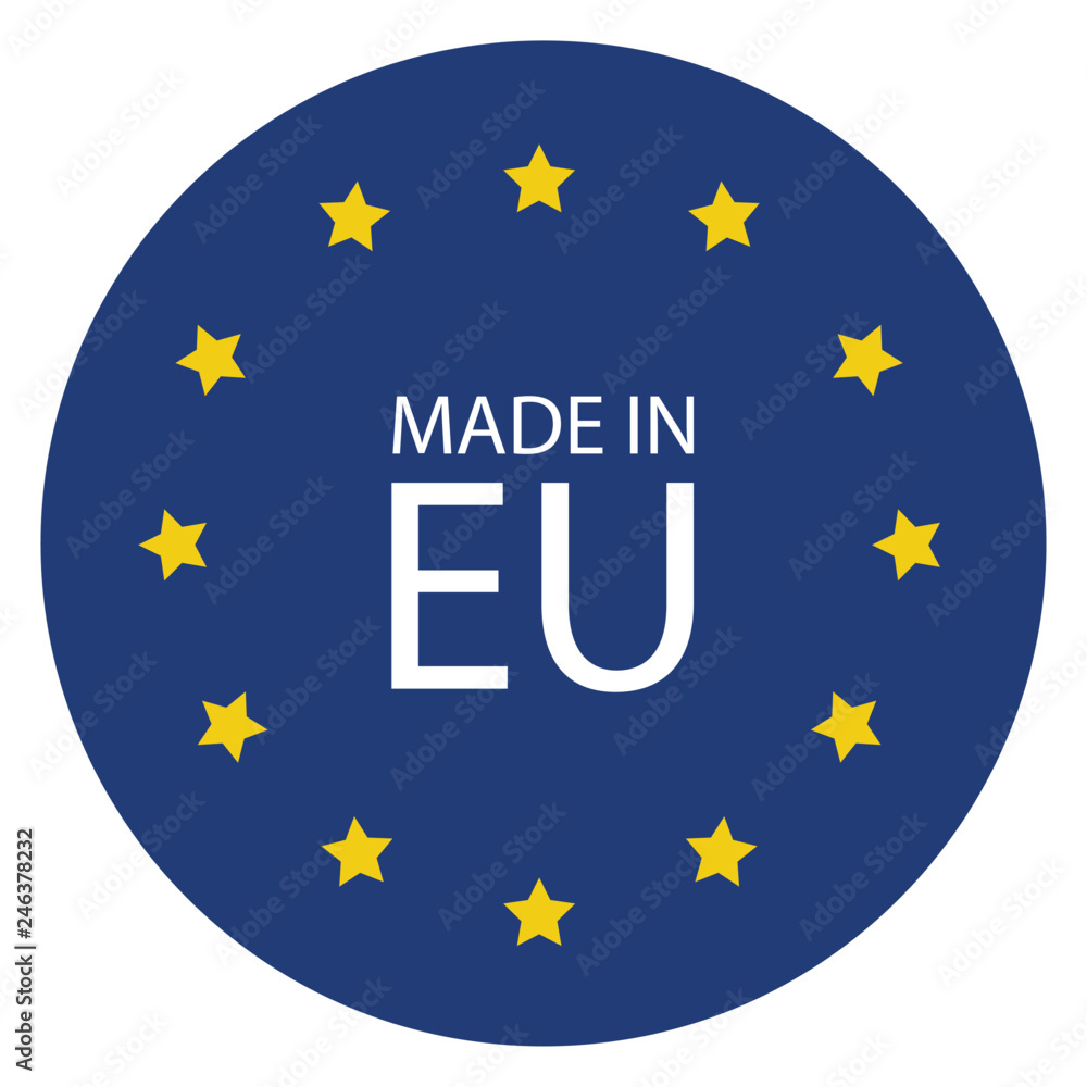 Made in EU icon. European Union flag made in sign, symbol - obrazy, fototapety, plakaty 