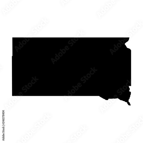 South Dakota, state of USA - solid black silhouette map of country area. Simple flat vector illustration