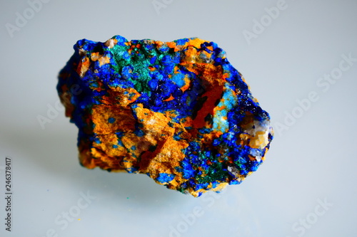 an azurite mineral harvested and analyzed in the laboratory photo