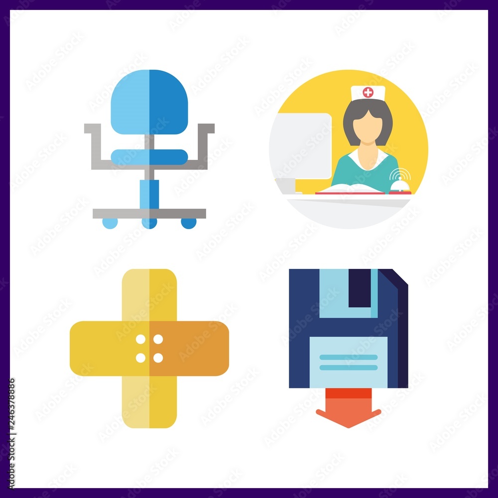 4 recovery icon. Vector illustration recovery set. wheel chair and band aid icons for recovery works 4 recovery icon. Vector illustration recovery set. wheel chair and band aid icons for recovery works