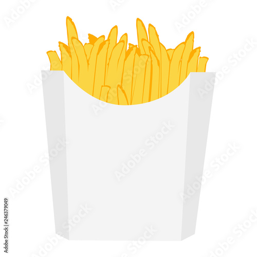 Vector Potatoes French Fries in White Carton Package Box Isolated on White background. Fast Food
