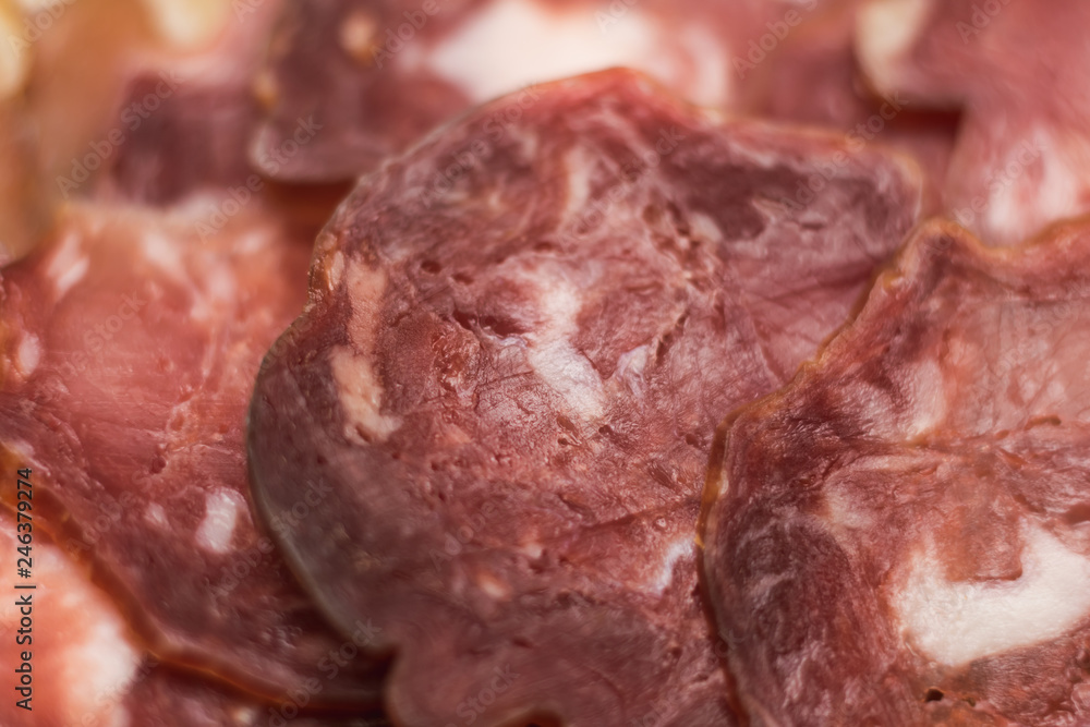 close-up picture of meat sausage products