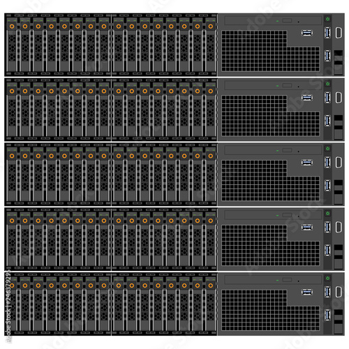 Network workstation server room concept. Server racks