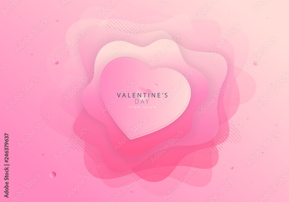 Valentine’s Day and liquid graphic splash flower rose. Romantic pink background with abstract beautiful shape for holiday offer and wedding card. EPS 10