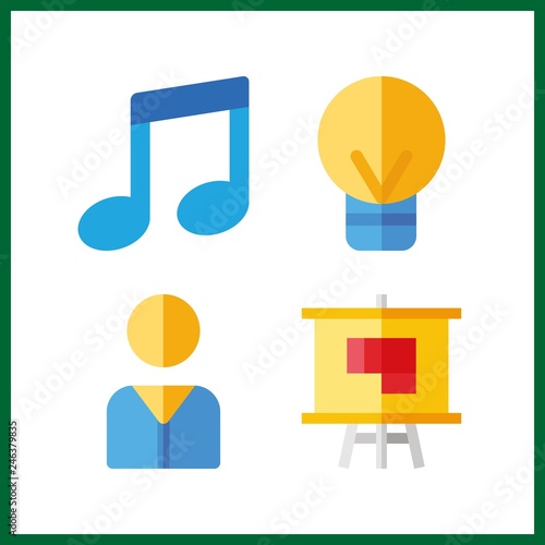 4 creative icon. Vector illustration creative set. user and plan icons for creative works