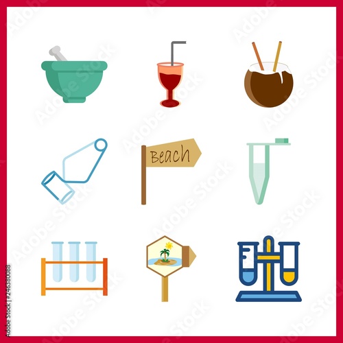 9 preparation icon. Vector illustration preparation set. cocktail and test tube holder icons for preparation works