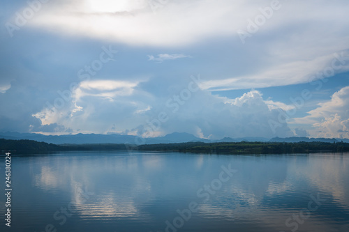 blue sky river lake mountain wildlife Kanchanaburi Thailand