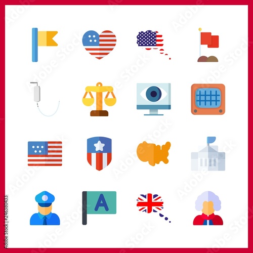 16 government icon. Vector illustration government set. united states and great britain icons for government works