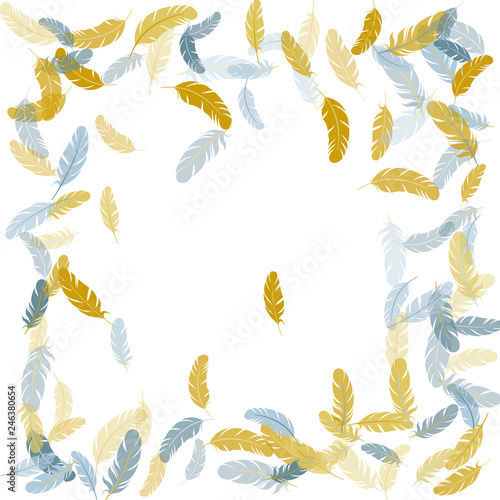 Fluffy twirled feathers on white design.