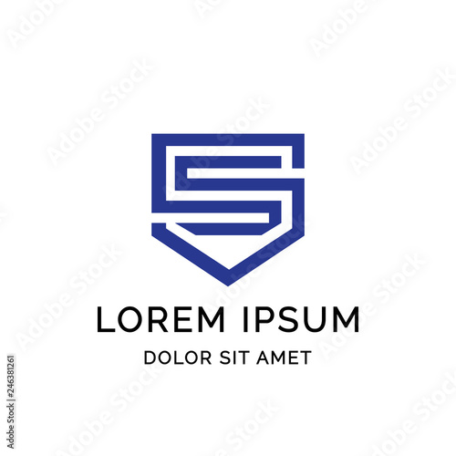 sheild logo with S letter shaped template design