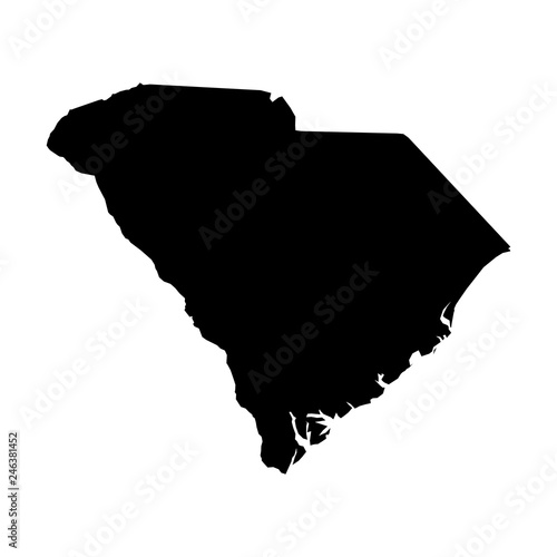 South Carolina, state of USA - solid black silhouette map of country area. Simple flat vector illustration
