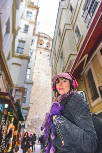 Beautiful woman travels in Istanbul,Turkey